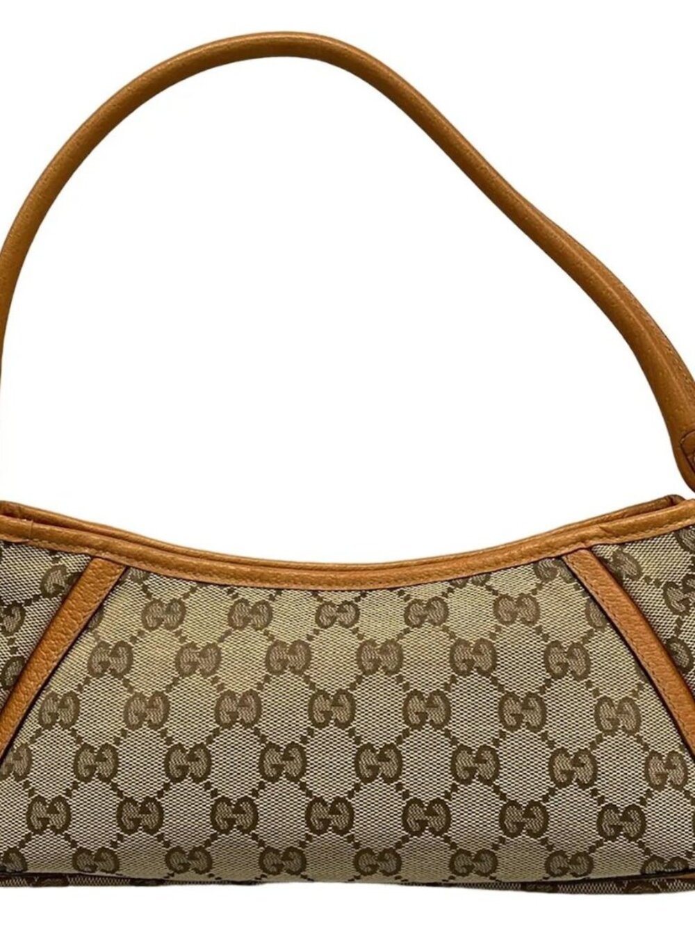 GUCCI GG Pattern, Abbey 130939 Beige Dark Brown Brown Jacquard Leather Handbag - Picture 3 of 16